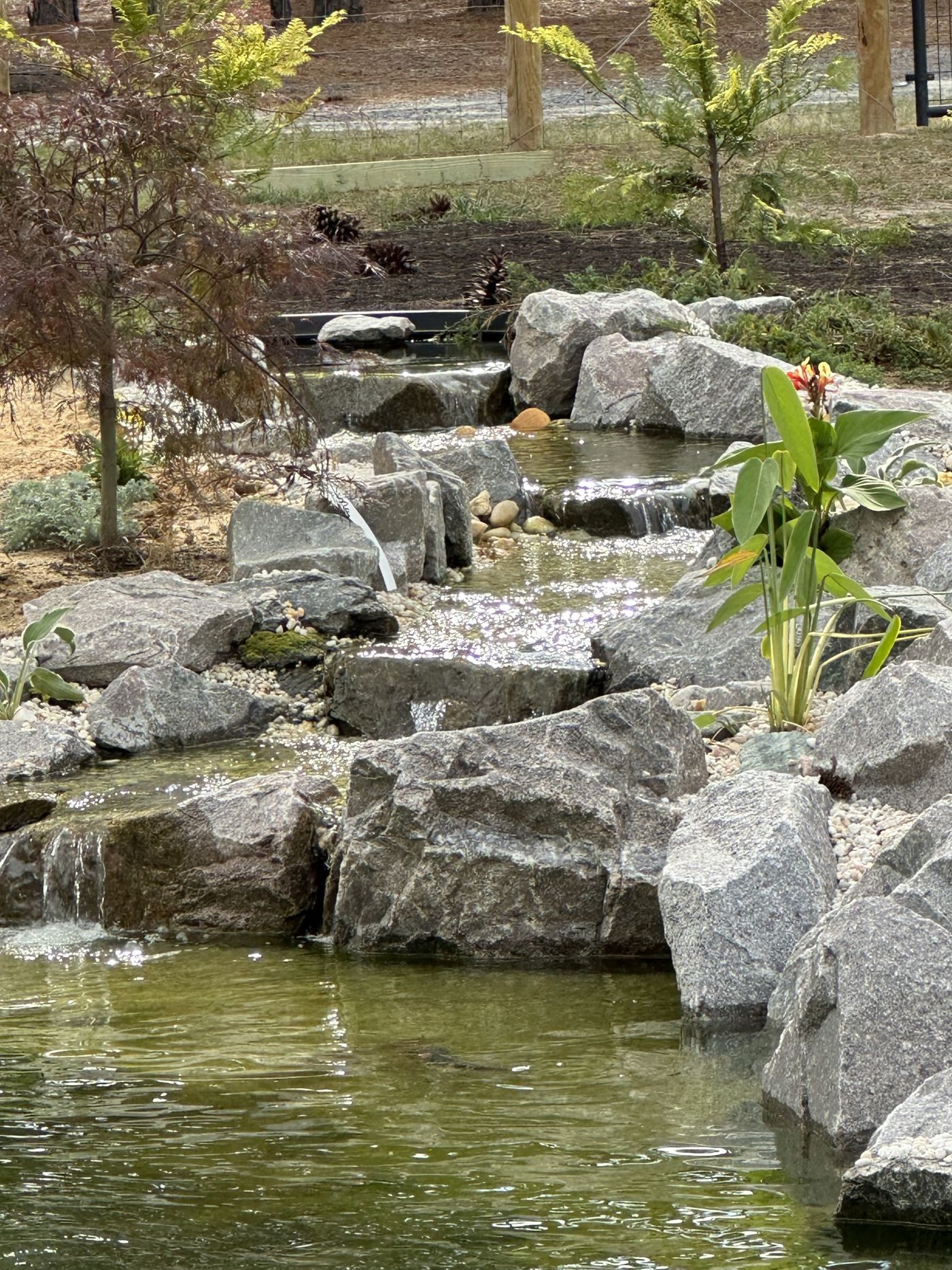 Multi-tier boulder waterfall